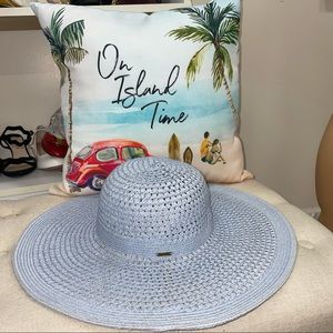 Nine West Blue Embroidered Pamela Hat One Size Excellent Condition